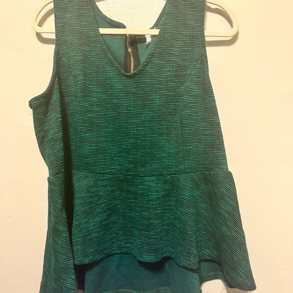 Green and black peplum top